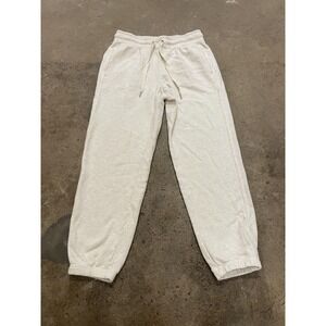 Aerie Sweatpants Womens Small White Fleece Joggers Elastic Waist Lounge Casual